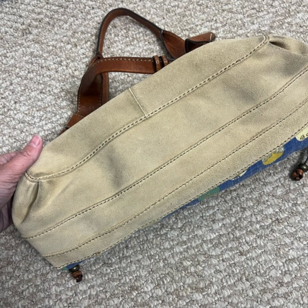 Fossil Blue and Brown Hobo Bag with Leather Straps - Picture 8 of 9